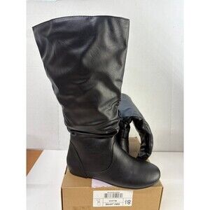 Journee Collection Women's Black Slouch Boot Stylish Comfort Mid Calf Sz 8.5 XWC